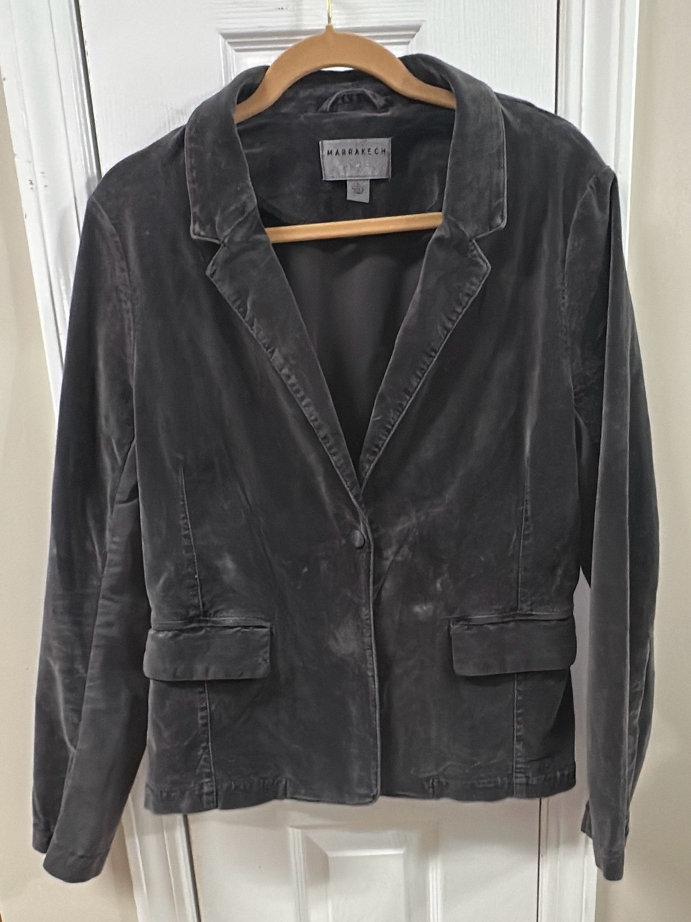 Anthropologie Marrakech Belted Velvet Blazer (NO BELT CHARCOAL COLOR ) pit-pit22